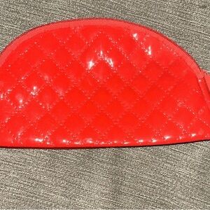 Red Quilted Women's Accessory Pouch Ipsy December 2015 Faux Patent Leather